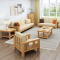 实木沙发组合客厅实木现代简约小户型布艺沙发新中式沙发组合3+2+1 原木色