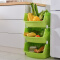百露厨房置物架加厚蔬菜收纳架落地水果收纳筐厨房用品用具 白色3层带分隔板