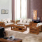 实木沙发组合布艺沙发现代简约新中式沙发1+2+3+茶几+方几/胡桃色#826