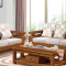 实木沙发组合布艺沙发现代简约新中式沙发1+2+3+茶几+方几/胡桃色#826