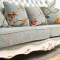 ZHONGWEI欧式沙发进口牛皮实木沙发 客厅实木雕花沙发组合3+1浅蓝