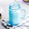 意大利进口玻璃杯把杯咖啡杯茶杯水杯复古杯公鸡杯蓝色带盖485ml 单只