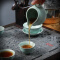 苏氏陶瓷（SUSHI CERAMICS）茶具套装汝窑功夫茶具套装组合配黑檀木茶盘加全自动电茶炉泡茶器大套组6