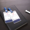 得力（deli） 透明防水塑料证件卡套 员工工作牌胸卡保护套展会工作卡 竖式带吊夹 5753