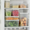 百露密封透明食品收纳盒塑料有盖冰箱冷冻冷藏保鲜盒沥水长方形大小号 米白 6.3L