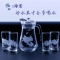 乐美雅  玻璃水杯套装刻花玻璃冷水壶套装耐热水具茶具杯具 方形凝彩冰蓝-五件套