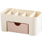 泽熙（Zexi）素色塑料桌面化妆盒带小抽屉收纳盒家用多功能首饰盒储物盒 淡粉