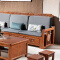 实木沙发组合转角布艺沙发现代简约新中式沙发带茶几340*180*115cm/胡桃色#516