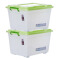禧天龙Citylong 塑料收纳箱环保半透明带滑轮大号衣物储物整理箱2个装 中粉绿58L 6099