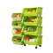 厨房置物架落地多层式省空间用品用具小百货果蔬菜篮子收纳筐架子 【大号】绿色3层