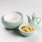 苏氏陶瓷（SUSHI CERAMICS）青瓷餐具套装浅绿釉花开富贵陶瓷碗盘56头龙泉釉中餐具礼盒（高温瓷-健康釉）