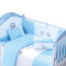 小硕士婴儿床床品九件套纯棉宝宝床品套件bb床上用品 害羞小熊活力蓝