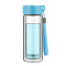 富光 耐热防烫便携提手杯子 男女士时尚玻璃茶杯泡茶杯 透明双层玻璃水杯 天蓝色 280ML（G1311-280）