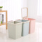 百露 时尚创意家用垃圾桶卧室厨房客厅卫生间垃圾筒无盖带压圈纸篓 粉色