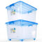 茶花35L塑料收纳箱透明小号收纳盒儿童衣物整理箱零食储物箱 透明蓝 35升_2只装