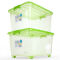 茶花35L塑料收纳箱透明小号收纳盒儿童衣物整理箱零食储物箱 透明蓝 35升_2只装