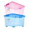 茶花大号收纳箱塑料透明整理箱儿童玩具衣服密封箱盒衣物棉被储物箱 55升_粉色_ 1只装_