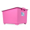 茶花 塑料收纳箱衣物储物盒整理箱有盖大号储物箱收纳箱 玫红色 3个装55L【有滑轮】