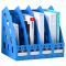天色 多彩桌面办公书架创意A4文件架座框书本杂志多层资料整理收纳架 蓝色