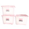 茶花 86L收纳箱大容量透明磨砂带轮整理箱百纳储物盒B28002*3支装 粉色