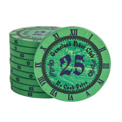 游戏大陆（gameland）断码罗马时钟德州扑克陶瓷筹码币 欧式现代风格设计10克德州筹码 10片39mm金额25