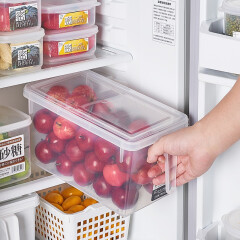 日本进口保鲜盒带盖冰箱收纳盒透明小收纳箱储物盒厨房食物水果零食保存盒干货香菇分类存储盒 透明色 1个