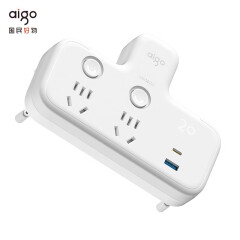 爱国者（aigo)一转二插座二位二控转换器（20W PD版）墙面扩展插座1转2+USB+type-C 无线1转2+USB+type-C（20W)快充