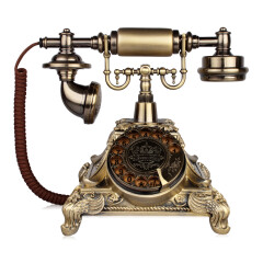 金顺迪海洋之星 仿古电话机复古老式欧式电话家用座机 无线插卡电话机电信移动固话座机 古铜色旋转(插电信手机卡)