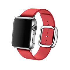 例米 适用于苹果手表iwatch9/8/7/6/SE现代风扣式磁吸真皮表带apple watch5代 现代风扣式磁吸表带-38/40/41mm -红色