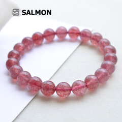 SALMON 草莓晶水晶手链 粉色蔷薇晶手串 时尚女款饰品 红润款 珠子直径约8-8.5MM
