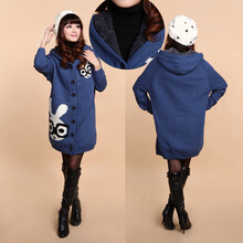 小萱女<em>孕妇</em>装大码宽松卡通兔子<em>加绒加厚</em>连帽孕