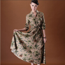 子牧棉麻 2014秋季新款女装褶皱刺绣花文艺修