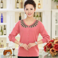 中老年女装春装新款大码宽松妈妈装<em>针织</em>衫<em>女开</em>