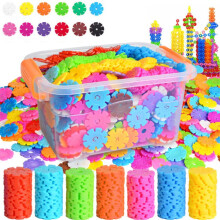 雪花片积木拼装玩具儿童男女孩2-3-6-8岁小宝宝塑料拼插模型 经典色雪花片300片收纳盒装