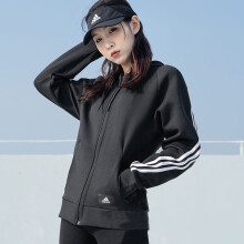 阿迪达斯 （adidas）外套女装2023新款针织透气休闲保暖防风运动服夹克连帽 H57287 /黑色 M