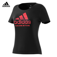 阿迪达斯 adidas  女子运动服 短袖T恤 羽毛球服 黑色 CV4339 S码