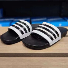 阿迪达斯 （adidas）拖鞋男鞋夏新款户外沙滩浴室防滑凉拖鞋一字拖 GZ5893黑白 42