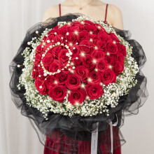 爱花居 鲜花速递52朵红玫瑰花束表白生日礼物送女生送老婆全国花店同城配送 对你爱不完|U68