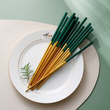 古莜不锈钢筷子家用筷子高颜值轻奢风孔雀绿304不锈钢餐厅筷子10双