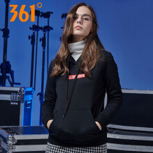 361°女装卫衣冬季款运动上衣361度休闲跑步长袖套头衫女R 黑色 S