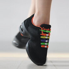 三沙（SANSHA）舞蹈鞋女软底爵士鞋广场舞网面跳舞运动现代舞黑色 黑色（正常码） 35(22.5cm)