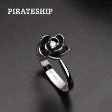 海盗船银饰（pirateship）戒指 女S925银戒指复古玫瑰花戒指 欧美个性时尚花形指环银饰品 8号 内圈长约58mm