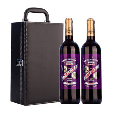 西班牙原瓶进口红酒 西莫寇纳格（DO级）半干红葡萄酒 750ml*2瓶皮盒礼盒双支装