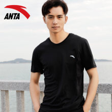 安踏（ANTA） 安踏男装短袖运动T恤年夏季薄款运动透气上衣 基础黑7116 S(165/84A)