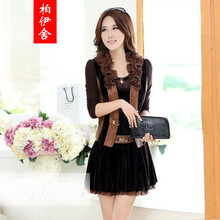 <em>海宁皮草</em>市场 2014新款pu<em>皮裙</em>长袖秋装<em>连衣裙</em>