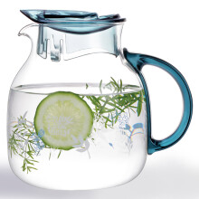 紫丁香 凉水壶 高硼硅耐热玻璃杯花茶果汁杯热饮家用大容量耐热冷水壶 1.5L(蓝绿随机)