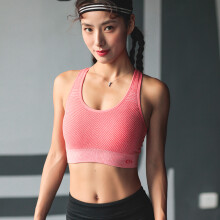 暴走的萝莉秋新款条纹运动文胸女速干透气训练健身瑜伽背心式内衣 LLWX1216 橘粉 XS