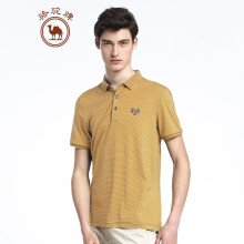 骆驼（CAMEL）男装 夏季翻领绣标POLO衫商务休闲微弹男青年衫 黄色 XL