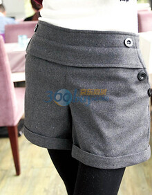 东京着衣 设计<em>女装</em>口袋饰扣反折<em>毛呢短裤</em>2029