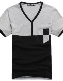 短袖T恤V字领 男士体桖青少年装<em>夏装外衣中学</em>